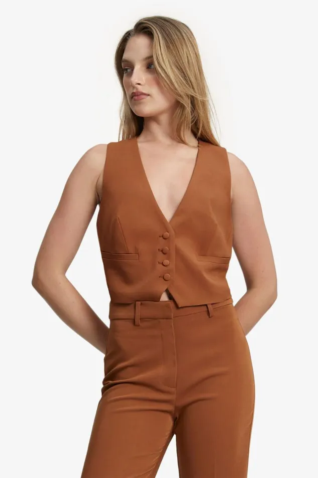 Women Bardot Party Tops Callista Vest In Chestnut Women Bardot Party Tops Callista Vest In Chestnut