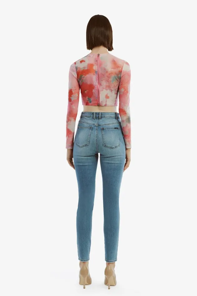 Women Bardot Party Tops Lena Mesh Corset Top In Wildflower Women Bardot Party Tops Lena Mesh Corset Top In Wildflower