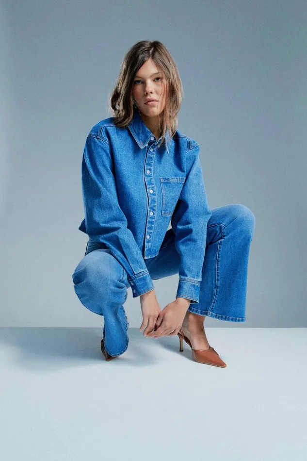 Women Bardot Shirts and Blouses Cairo Denim Shirt In Vintage Blue