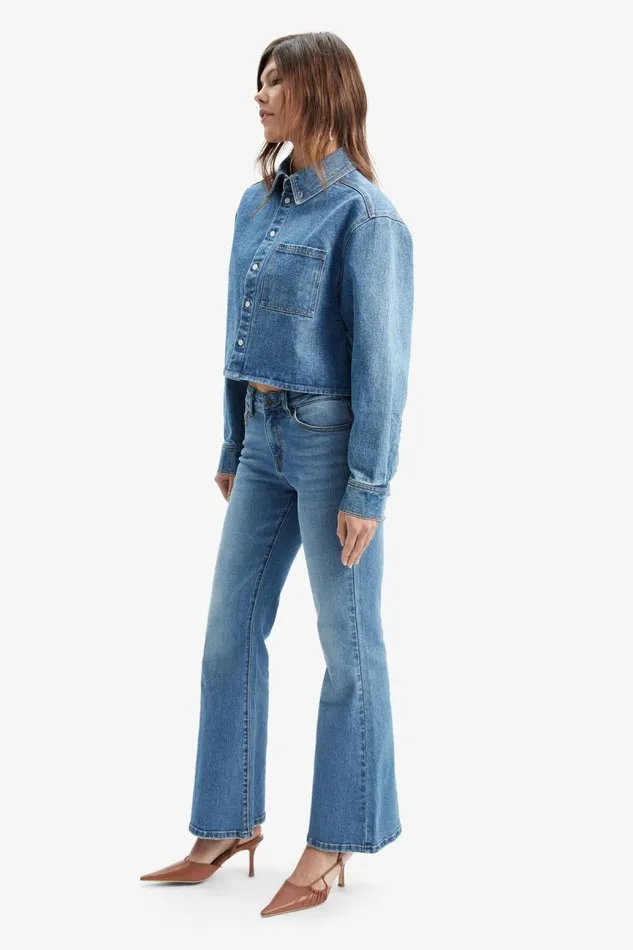 Women Bardot Shirts and Blouses Cairo Denim Shirt In Vintage Blue Women Bardot Shirts and Blouses Cairo Denim Shirt In Vintage Blue