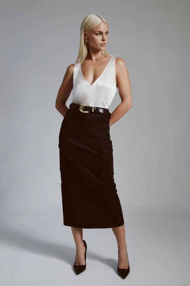 Women Bardot Skirts Arco Cargo Maxi Skirt In Black