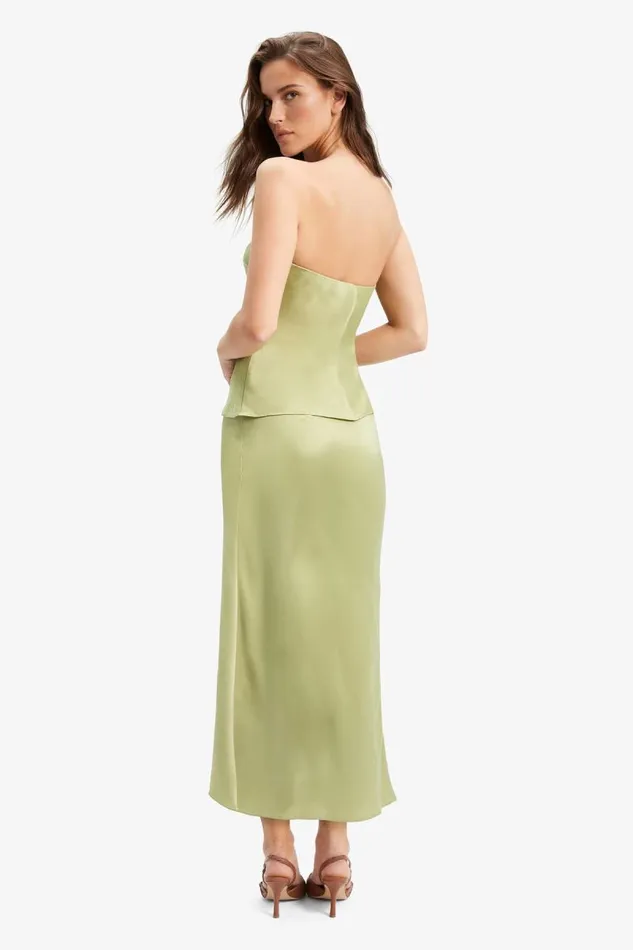 Women Bardot Skirts Isadore Satin Maxi Skirt In Applegreen Women Bardot Skirts Isadore Satin Maxi Skirt In Applegreen