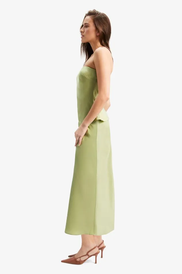 Women Bardot Skirts Isadore Satin Maxi Skirt In Applegreen Women Bardot Skirts Isadore Satin Maxi Skirt In Applegreen