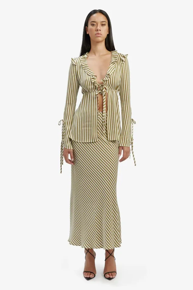 Women Bardot Skirts Isadore Slip Skirt In Green Stripe Women Bardot Skirts Isadore Slip Skirt In Green Stripe