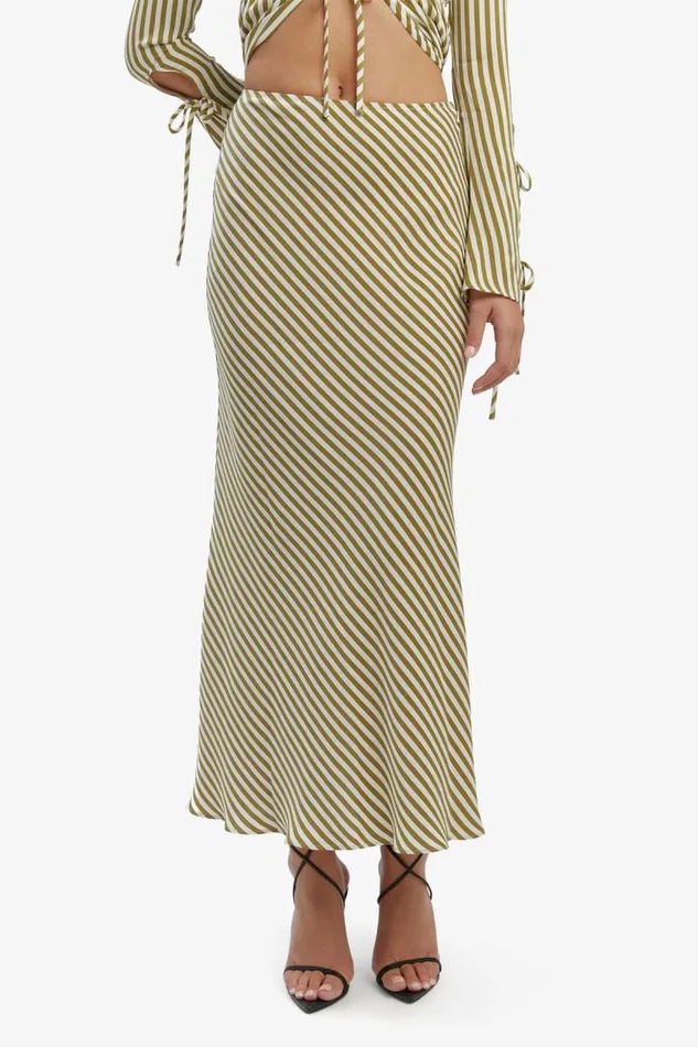 Women Bardot Skirts Isadore Slip Skirt In Green Stripe Women Bardot Skirts Isadore Slip Skirt In Green Stripe