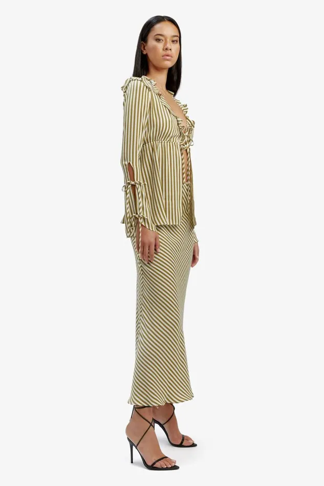 Women Bardot Skirts Isadore Slip Skirt In Green Stripe Women Bardot Skirts Isadore Slip Skirt In Green Stripe