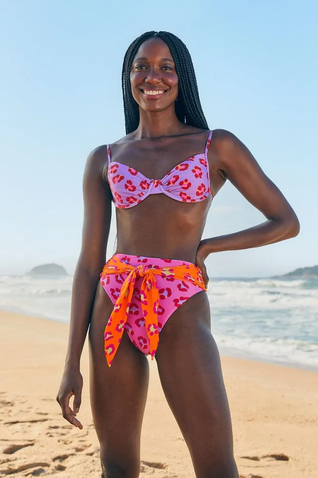 Women Bikinis Farm Rio Maxi Leopard Patch Bikini Bottom