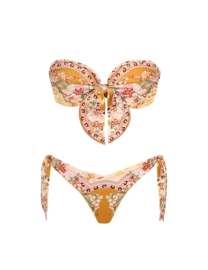 Women Bikinis Zimmermann Wylie Scarf Tie Bikini Mustard Floral