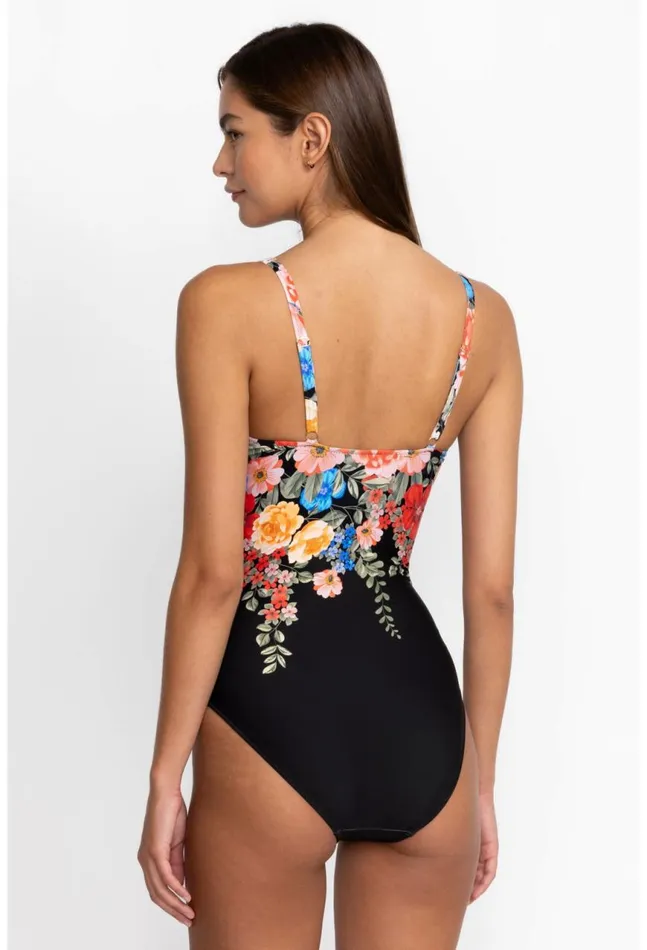 Women Black Royal Ruched One Piece Multi Johnny Was Swim and Resort