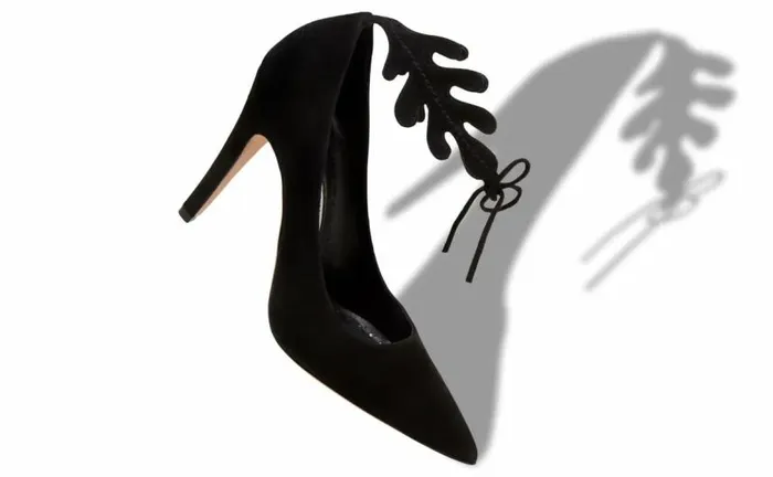 Women Black Suede Ankle Strap Pumps Manolo Blahnik Pumps