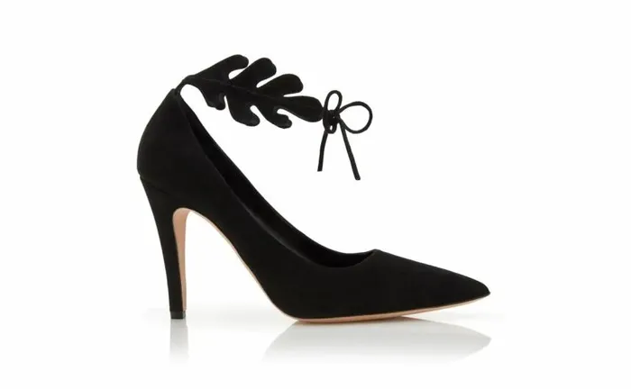 Women Black Suede Ankle Strap Pumps Manolo Blahnik Pumps