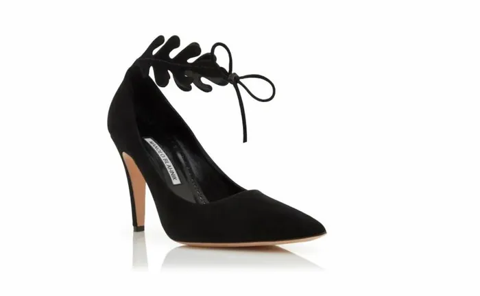Women Black Suede Ankle Strap Pumps Manolo Blahnik Pumps