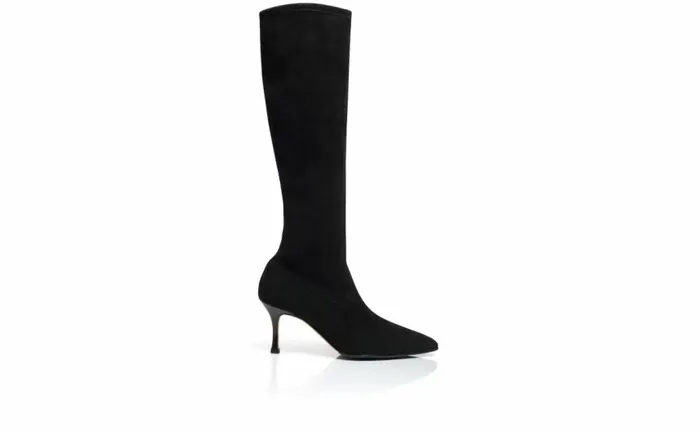 Women Black Suede Knee High Boots Manolo Blahnik Boots