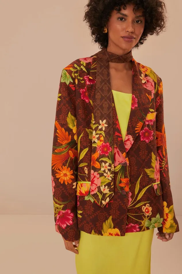 Women Blazers Farm Rio Brown Charming Garden Blazer