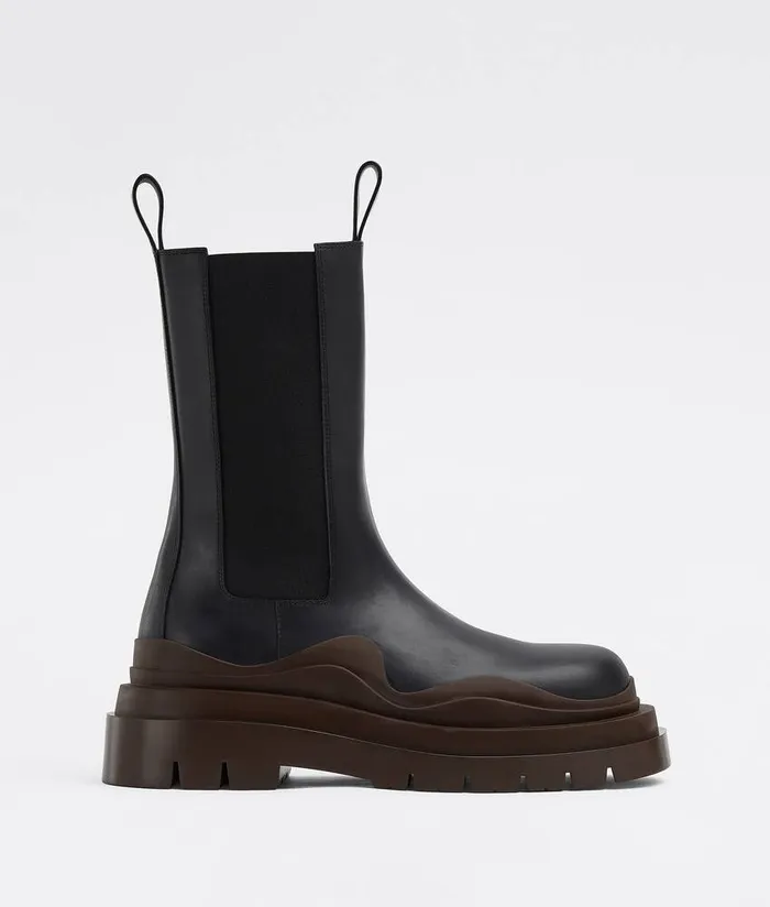 Women Bottega Veneta Boots Tire Chelsea Boot Black Ebony