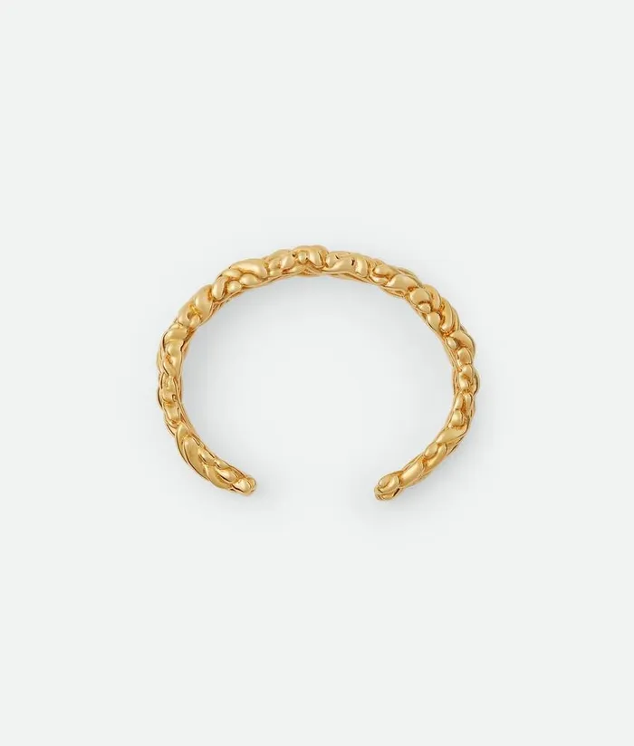 Women Bottega Veneta Bracelets Intreccio Thin Cuff Bracelet Yellow Gold