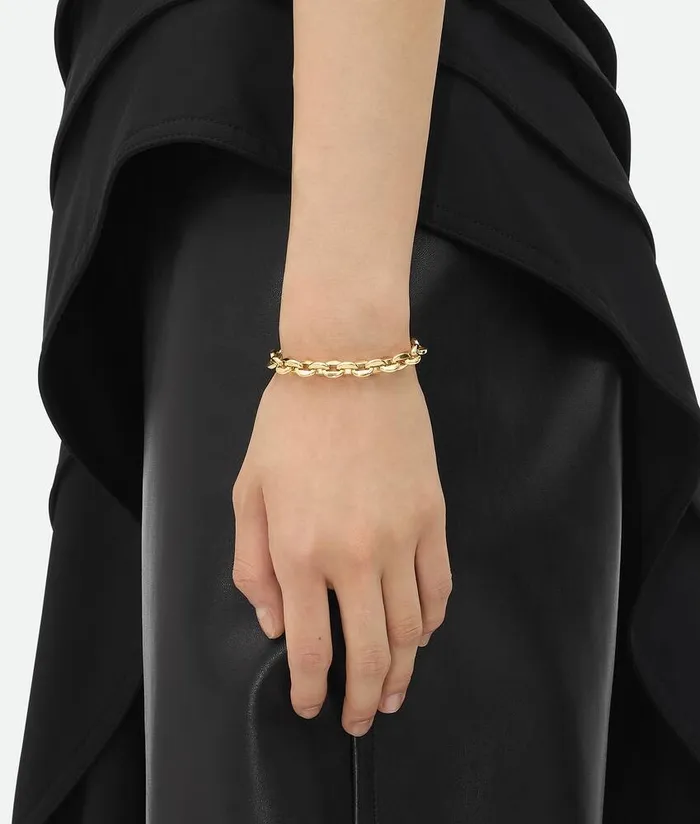 Women Bottega Veneta Bracelets Shape Chain Bracelet Yellow Gold