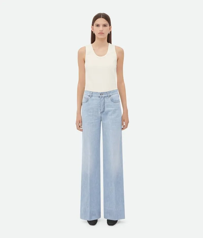 Women Bottega Veneta Denim Light Bleached Wide Leg Denim Light Bleach