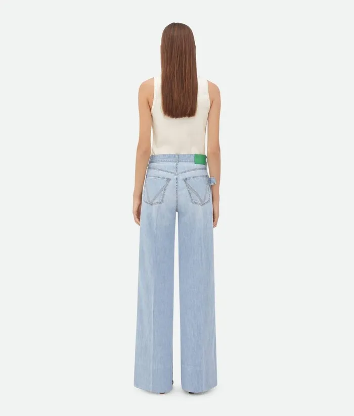 Women Bottega Veneta Denim Light Bleached Wide Leg Denim Light Bleach