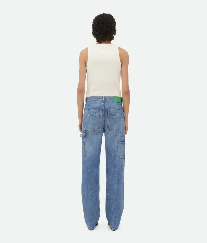 Women Bottega Veneta Denim Vintage Indigo Cargo Denim Mid Blue