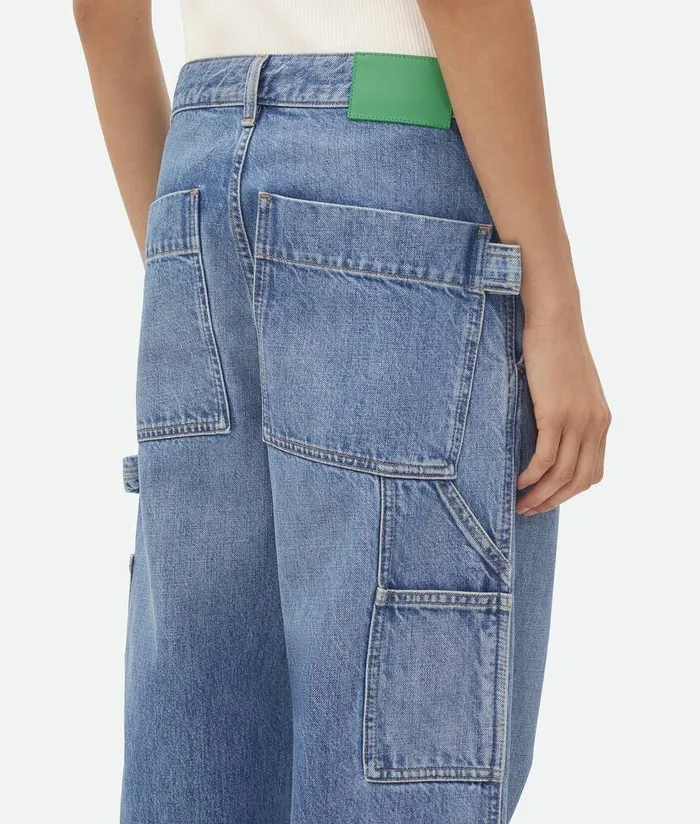 Women Bottega Veneta Denim Vintage Indigo Cargo Denim Mid Blue