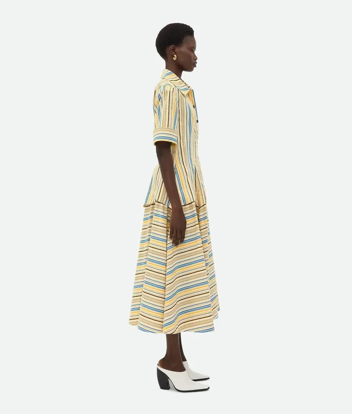 Women Bottega Veneta Dresses Checked Cotton Dress Yellowblueblack