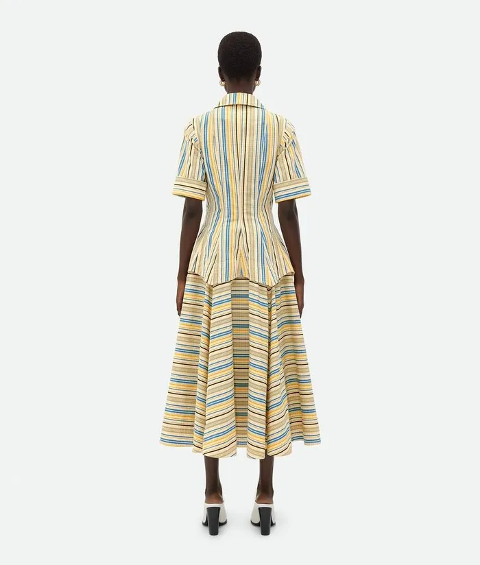 Women Bottega Veneta Dresses Checked Cotton Dress Yellowblueblack