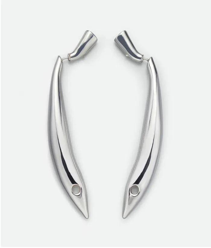 Women Bottega Veneta Earrings Sardine Earrings Silver