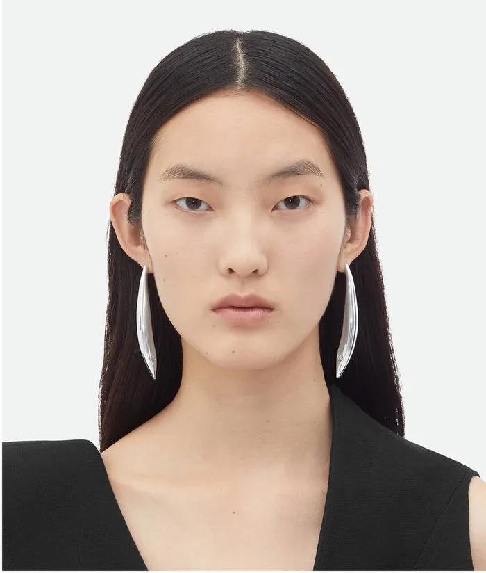 Women Bottega Veneta Earrings Sardine Earrings Silver