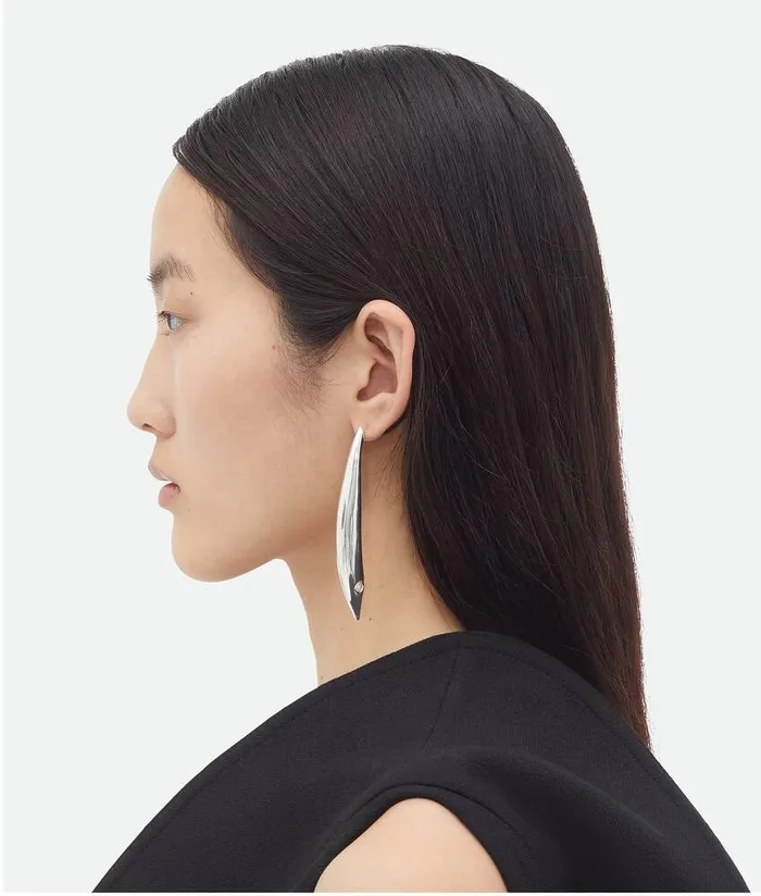 Women Bottega Veneta Earrings Sardine Earrings Silver