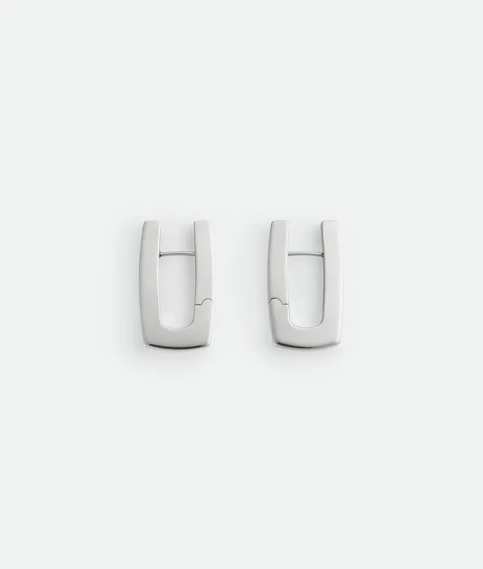 Women Bottega Veneta Earrings Shape Hoop Earrings Silver