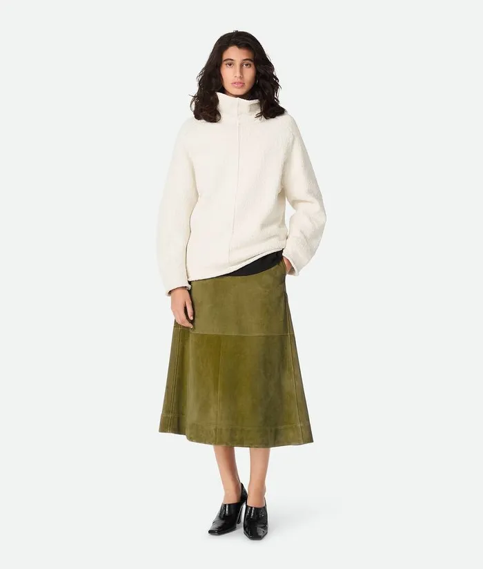 Women Bottega Veneta Knitwear Compact Cotton High Neck Jumper Chalk