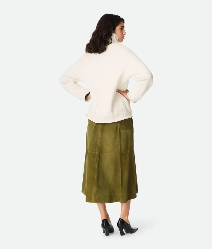 Women Bottega Veneta Knitwear Compact Cotton High Neck Jumper Chalk