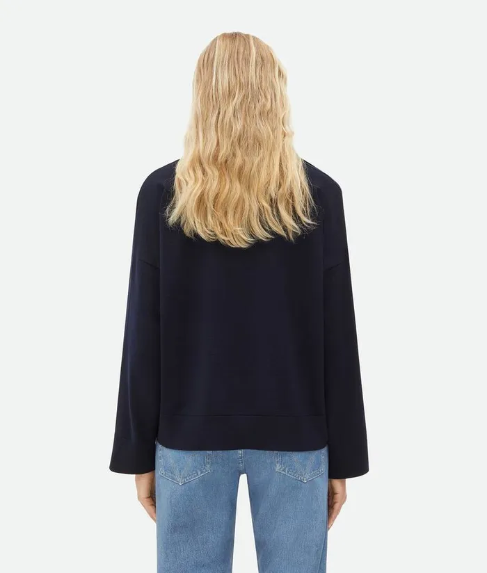 Women Bottega Veneta Knitwear Light Wool Polo Navy