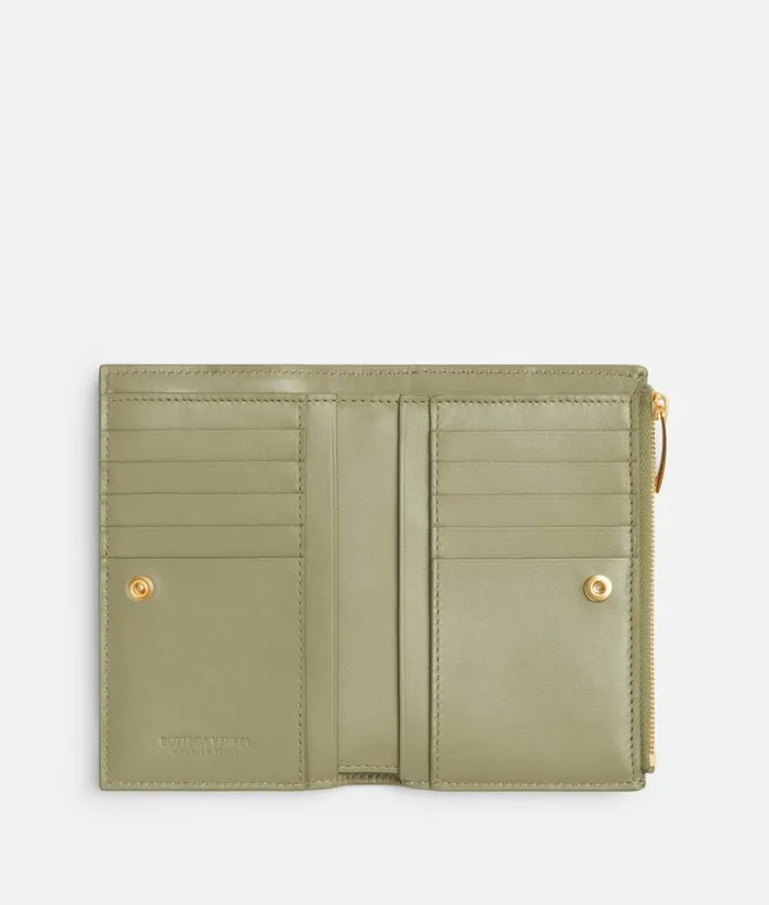 Women Bottega Veneta Long Wallets Medium Cassette BiFold Zip Wallet Travertine