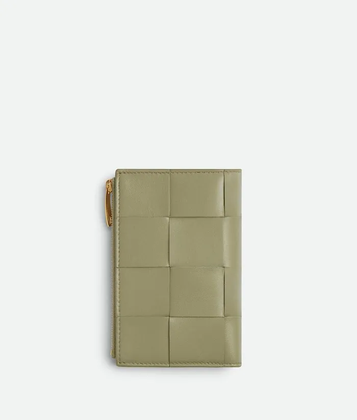 Women Bottega Veneta Long Wallets Medium Cassette BiFold Zip Wallet Travertine