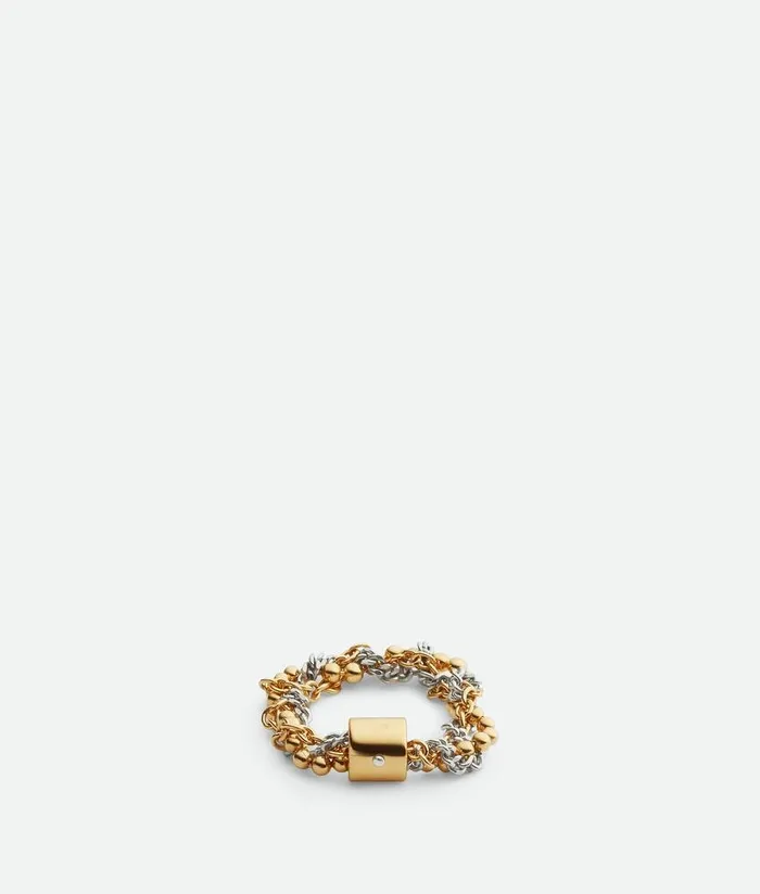 Women Bottega Veneta Rings Braid Ring Silveryellow Gold