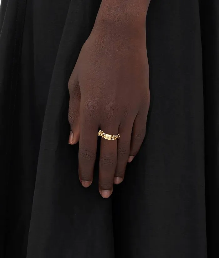 Women Bottega Veneta Rings Braid Ring Silveryellow Gold