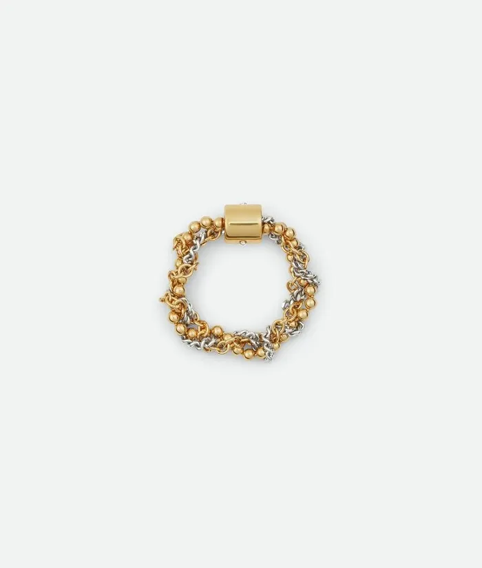 Women Bottega Veneta Rings Braid Ring Silveryellow Gold