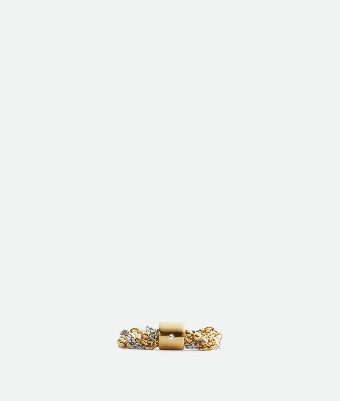 Women Bottega Veneta Rings Braid Ring Silveryellow Gold