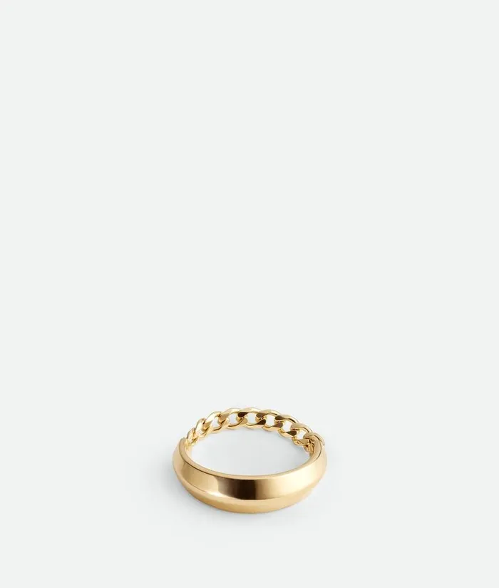 Women Bottega Veneta Rings Detail Chain Ring Yellow Gold