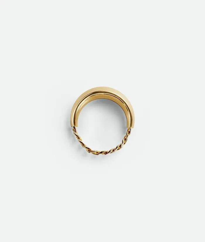 Women Bottega Veneta Rings Detail Chain Ring Yellow Gold