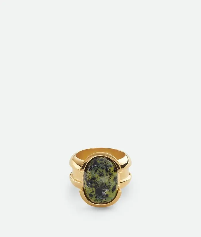 Women Bottega Veneta Rings Ellipse Small Ceramic Ring Yellowblackwhite