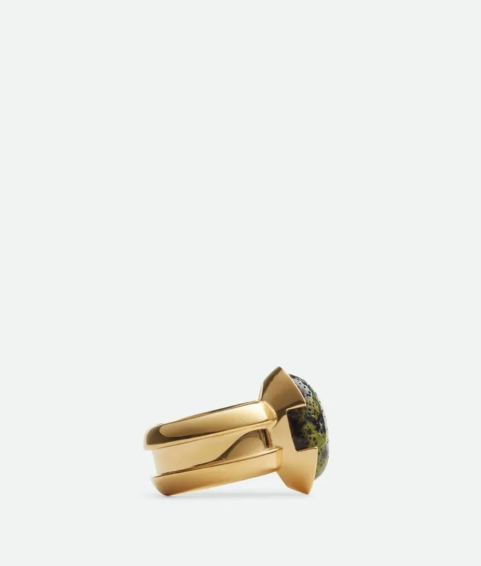 Women Bottega Veneta Rings Ellipse Small Ceramic Ring Yellowblackwhite