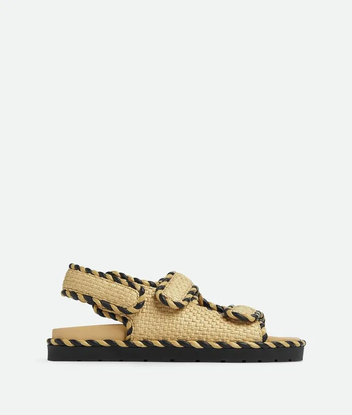 Women Bottega Veneta Sandals Jack Flat Sandal Natural Black