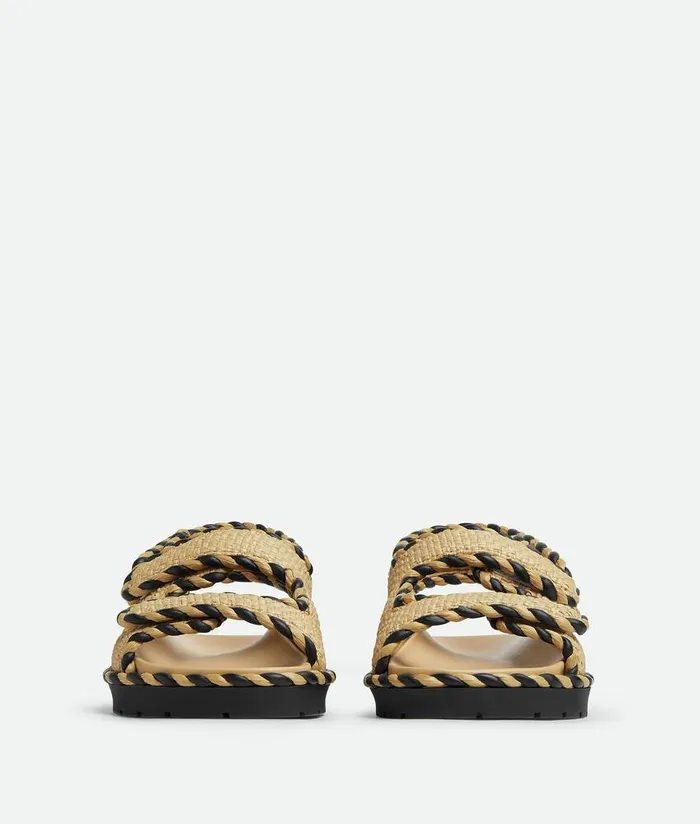Women Bottega Veneta Sandals Jack Flat Sandal Natural Black