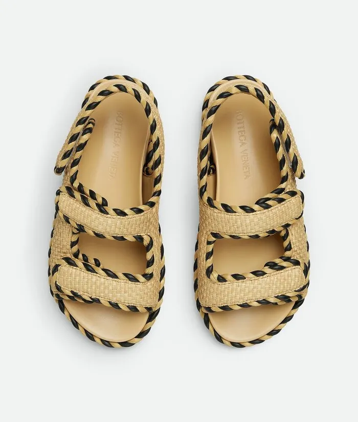 Women Bottega Veneta Sandals Jack Flat Sandal Natural Black