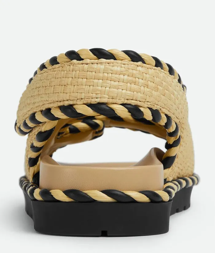 Women Bottega Veneta Sandals Jack Flat Sandal Natural Black