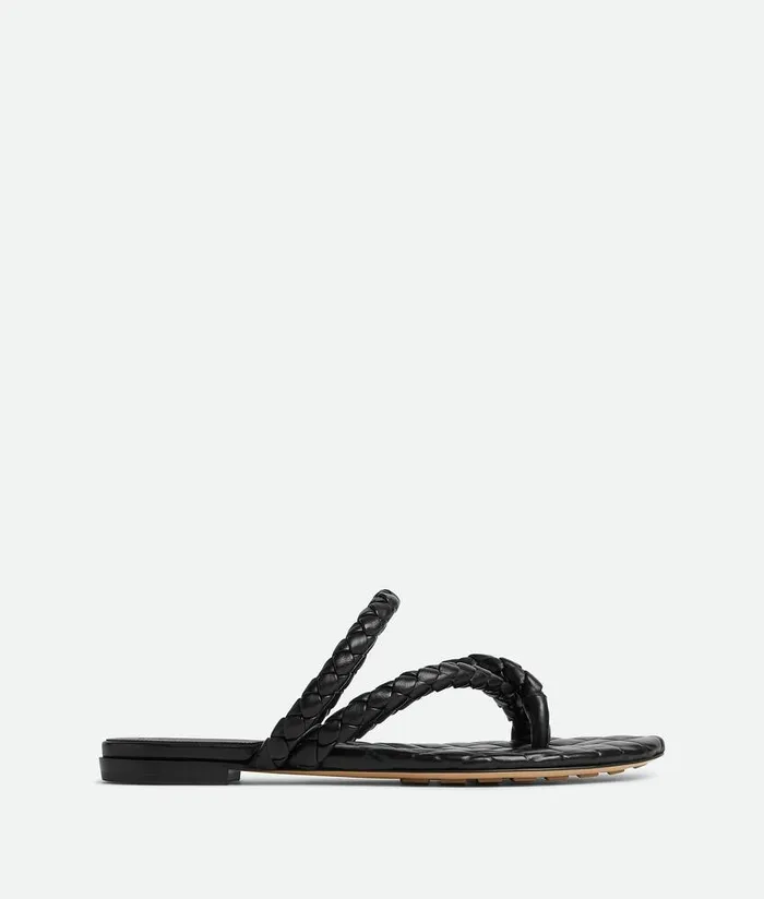 Women Bottega Veneta Sandals Leaf Flat Sandal Black
