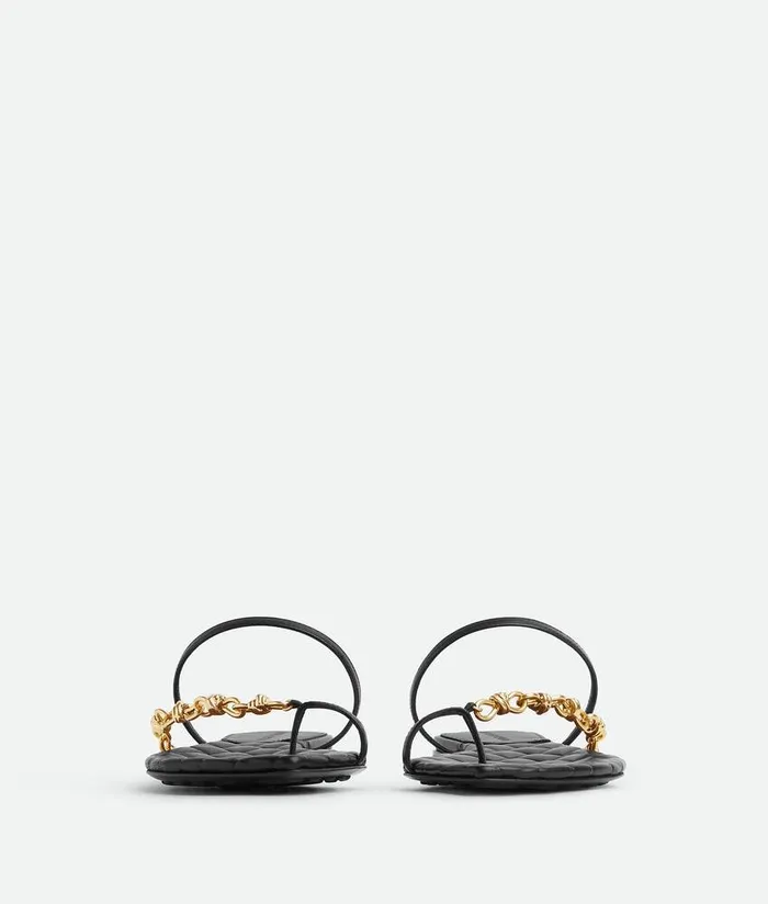 Women Bottega Veneta Sandals Leaf Flat Sandal Black